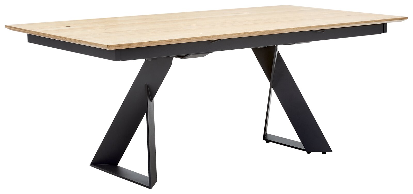 Venjakob Esstisch ETG61 Moderner Esstisch mit Holzplatte und schwarzen Metallbeinen, seitliche Perspektive