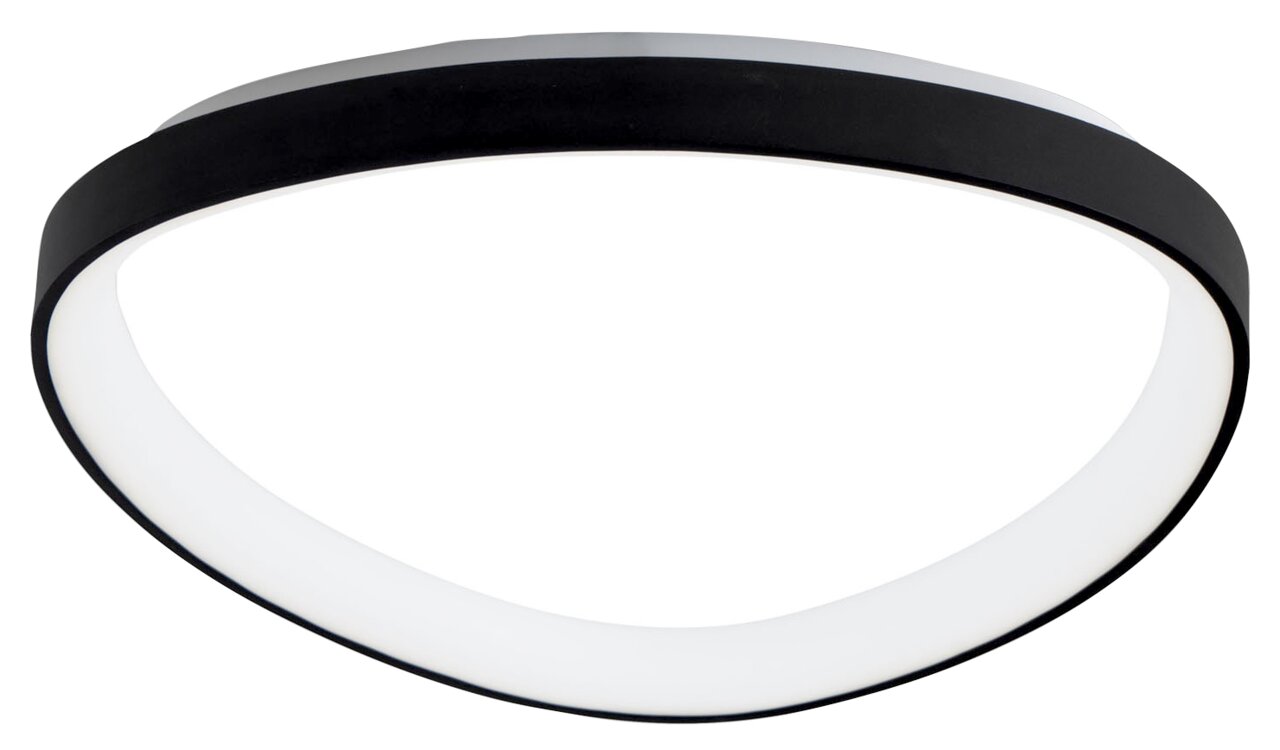 Moderne LED-Deckenleuchte in Schwarz und Weiß, seitliche Perspektive