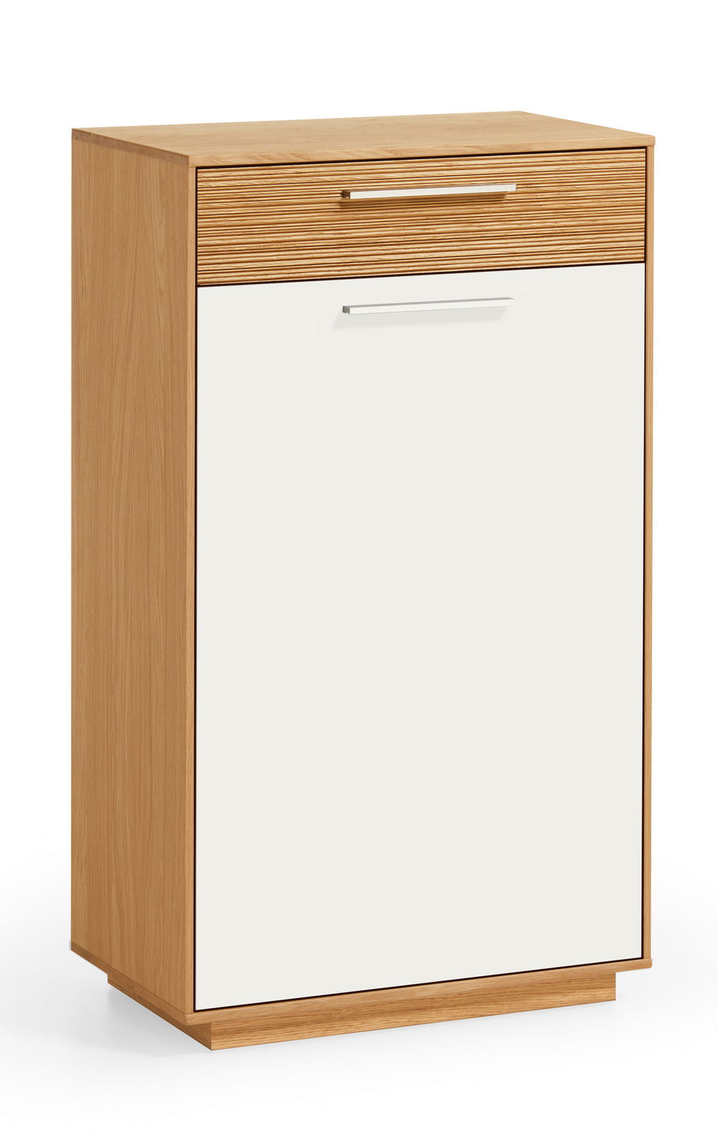 VOSS Schuhkommode LOVENO Schuhkommode aus Holz mit einer weißen Front und einer Schublade, seitliche Perspektive