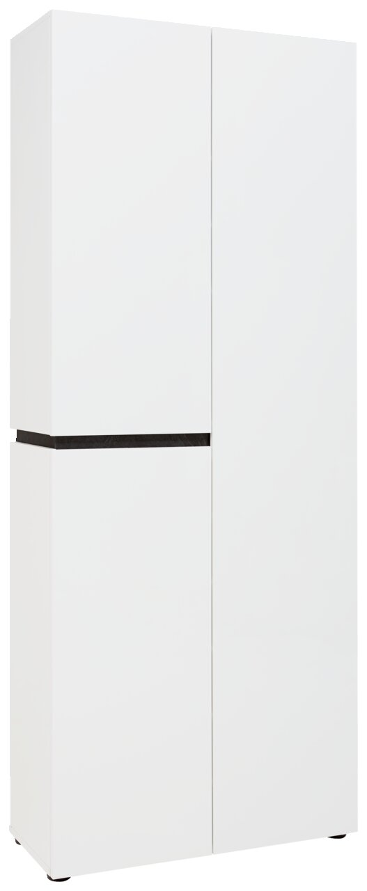 Voleo XL-Schuh-/Mehrzweckschrank YES Weißer XL-Schuh- und Mehrzweckschrank mit drei Türen, seitliche Perspektive