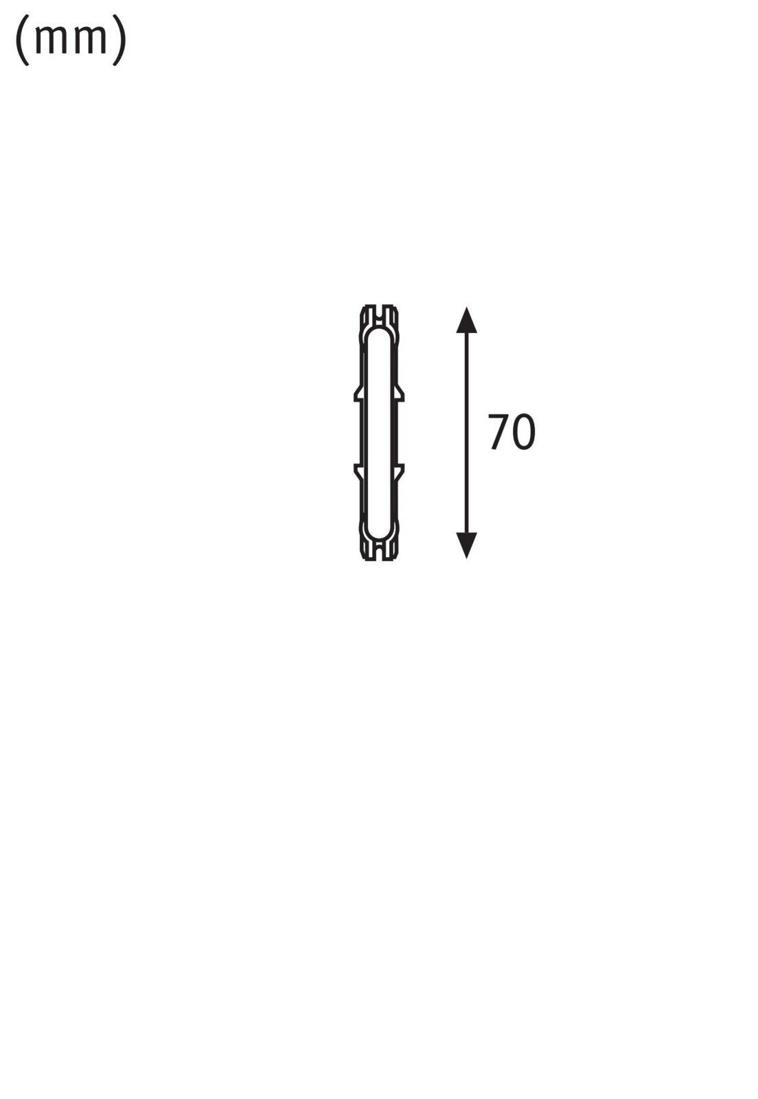 Linienverbinder, seitliche Ansicht, 70 mm Länge