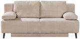 Beige Querschläfer-Sofa aus Cordstoff, Frontalansicht