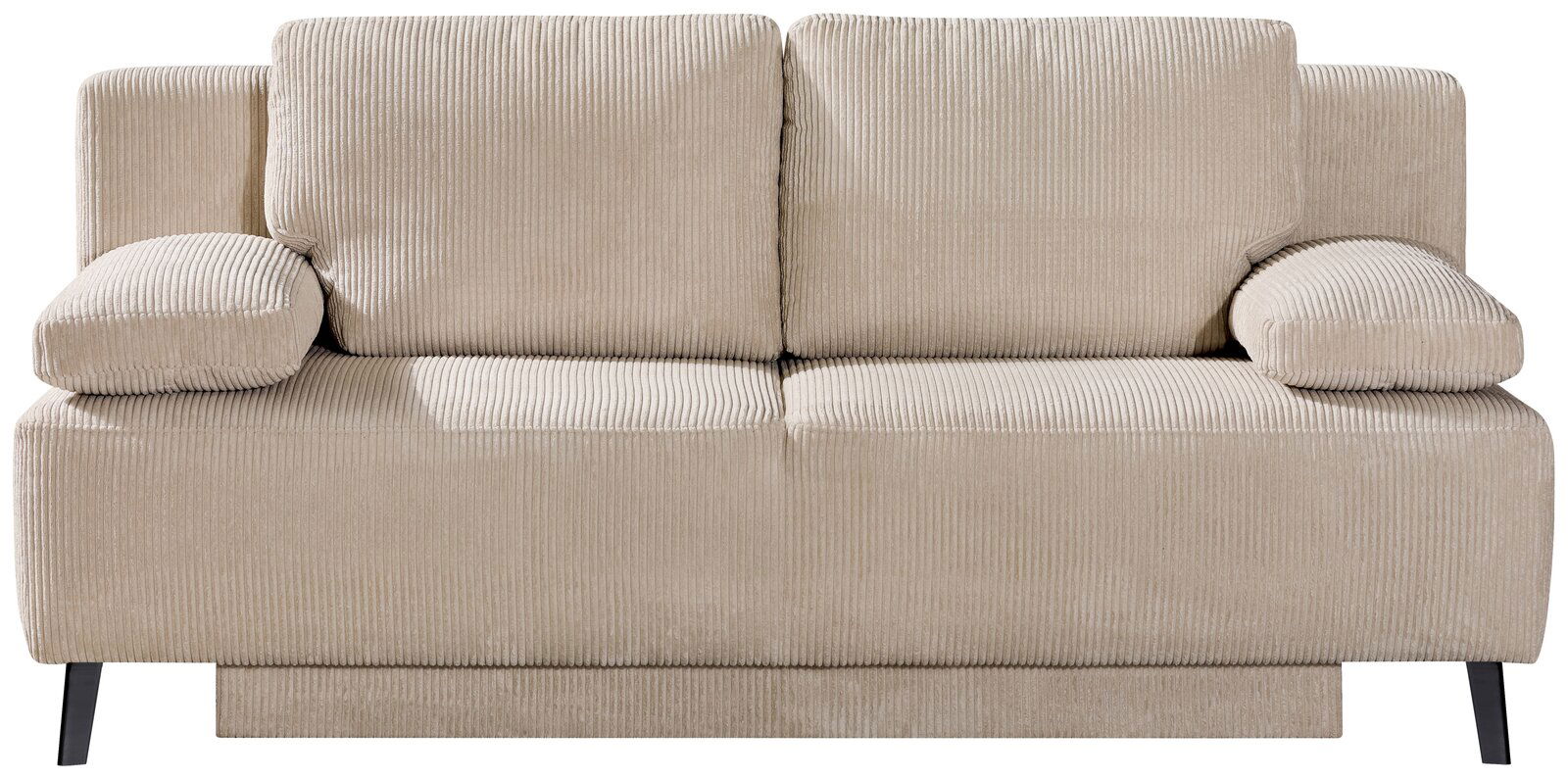 Beige Querschläfer-Sofa aus Cordstoff, Frontalansicht