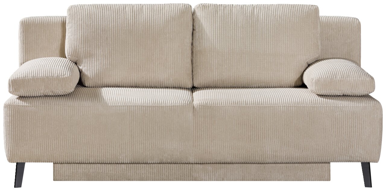 Beige Querschläfer-Sofa aus Cordstoff, Frontalansicht