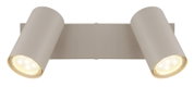 Zweiflammiger Strahler in modernem Design, frontal abgebildet.