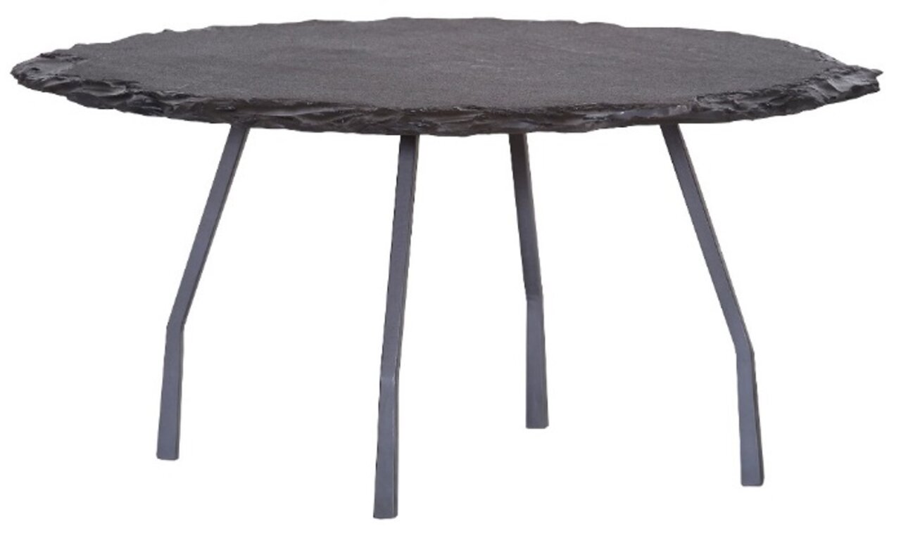 Landscape Salontafel BLACK BETTY Moderner Couchtisch mit unregelmäßiger, dunkler Tischplatte und schlanken Metallbeinen, seitliche Perspektive