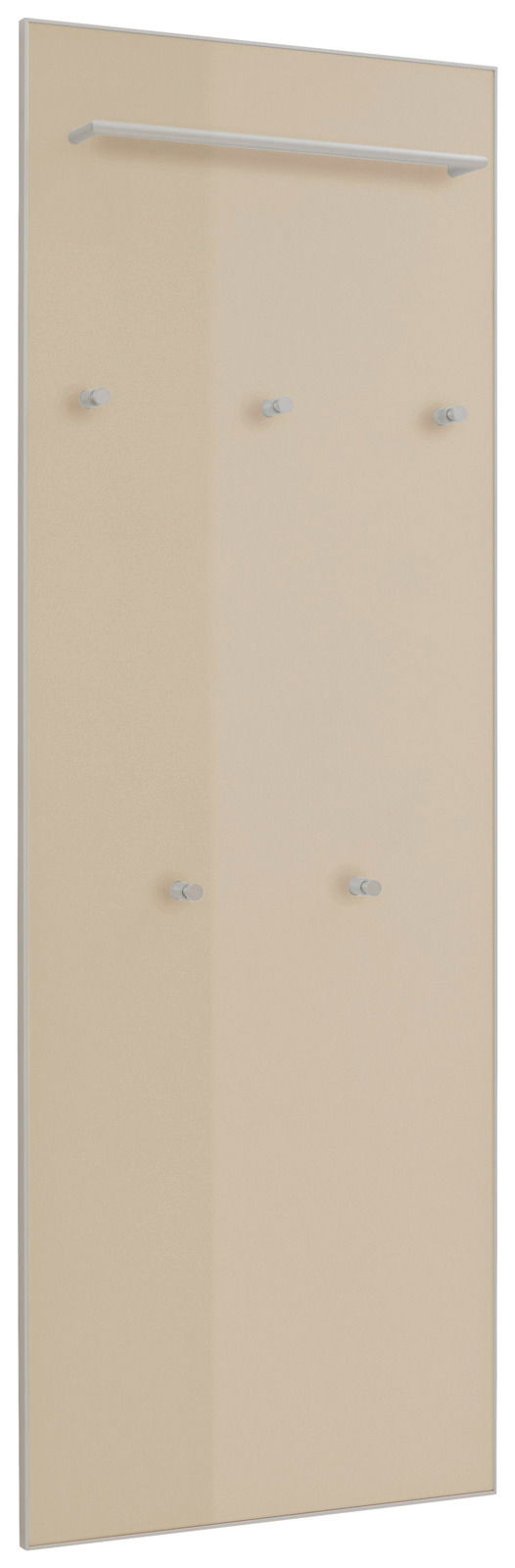 XL-Garderobenpaneel flach in seitlicher Perspektive mit mehreren Haken und einer oberen Ablage.