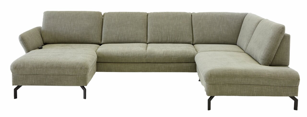 Beldomo System Wohnlandschaft WIESBADEN Graue Polsterrundecke in L-Form mit Metallfüßen, Vorderansicht