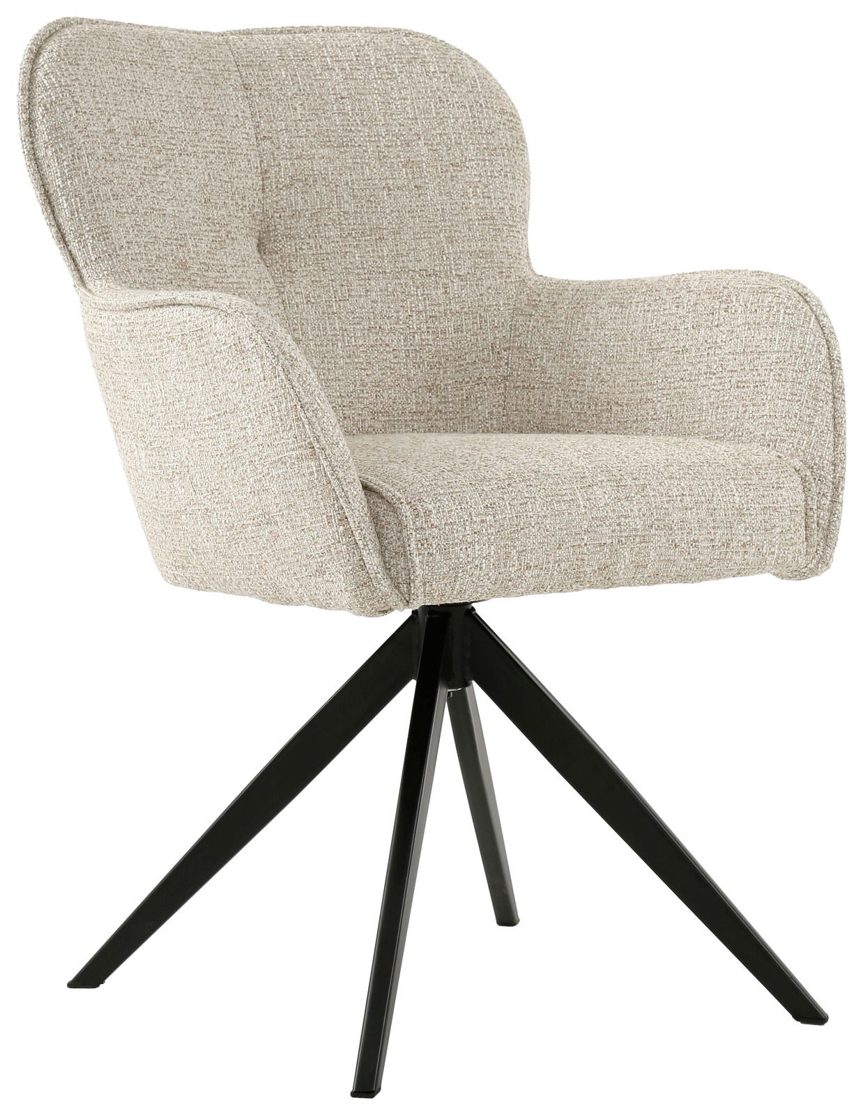 Novel Armlehnstuhl BOUNTY Beiger Armlehnstuhl mit schwarzem Metallgestell, seitliche Perspektive