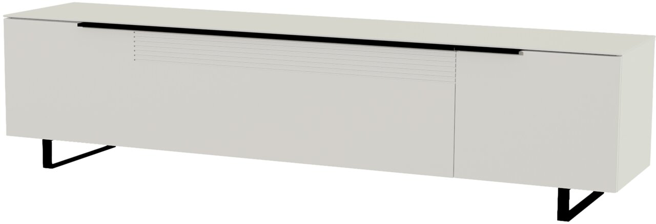 Modern XL tv-lowboard in wit met zwarte poten, zijaanzicht