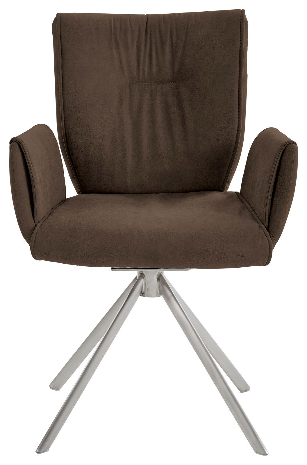 Dieter Knoll Sessel JAZZ Moderner brauner Sessel mit Armlehnen und Metallbeinen, Frontalansicht