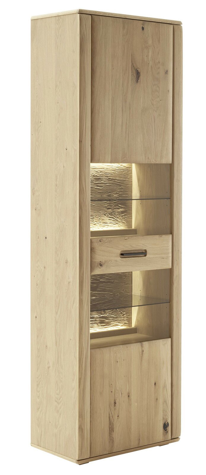 Zurbrüggen Vitrine ALENTO Holzvitrine mit Glaseinsätzen und Beleuchtung, seitliche Perspektive