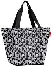 Shopper-Tasche mit schwarzem und grauem Leopardenmuster, Vorderansicht