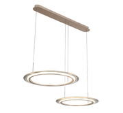Moderne LED-Hängeleuchte mit zwei ringförmigen Leuchtelementen, seitliche Perspektive