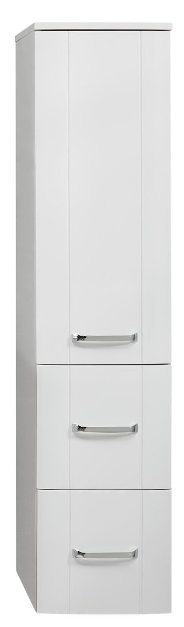 XORA Midi-kast SERIE 3006 Weißer Midischrank mit drei Schubladen und silbernen Griffen, Frontalansicht