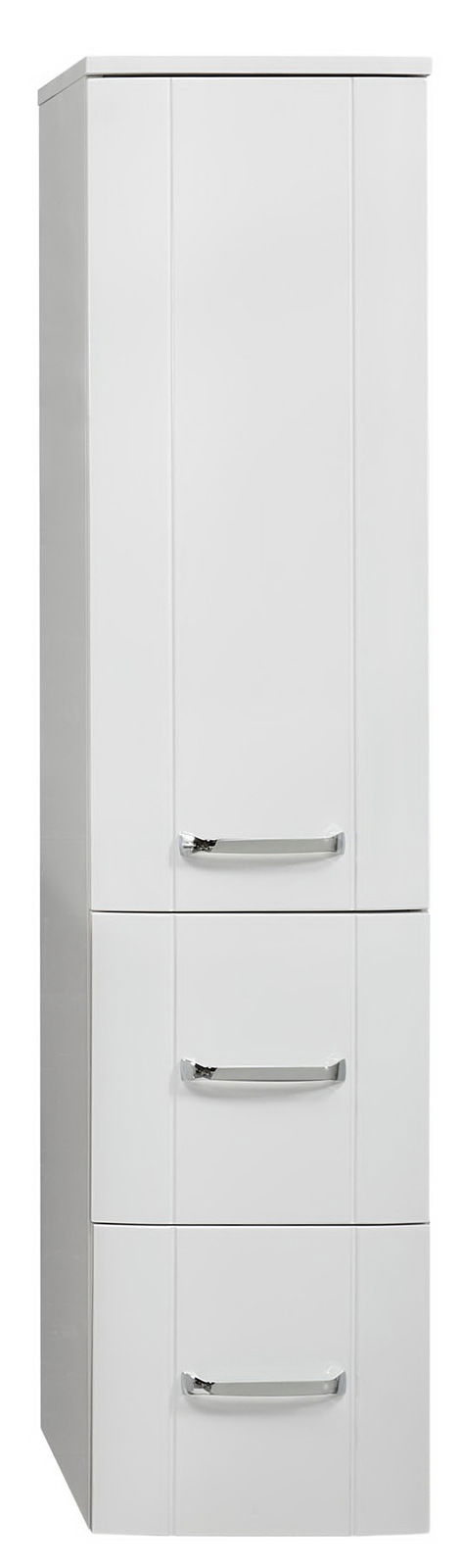 XORA Midischrank SERIE 3006 Weißer Midischrank mit drei Schubladen und silbernen Griffen, Frontalansicht