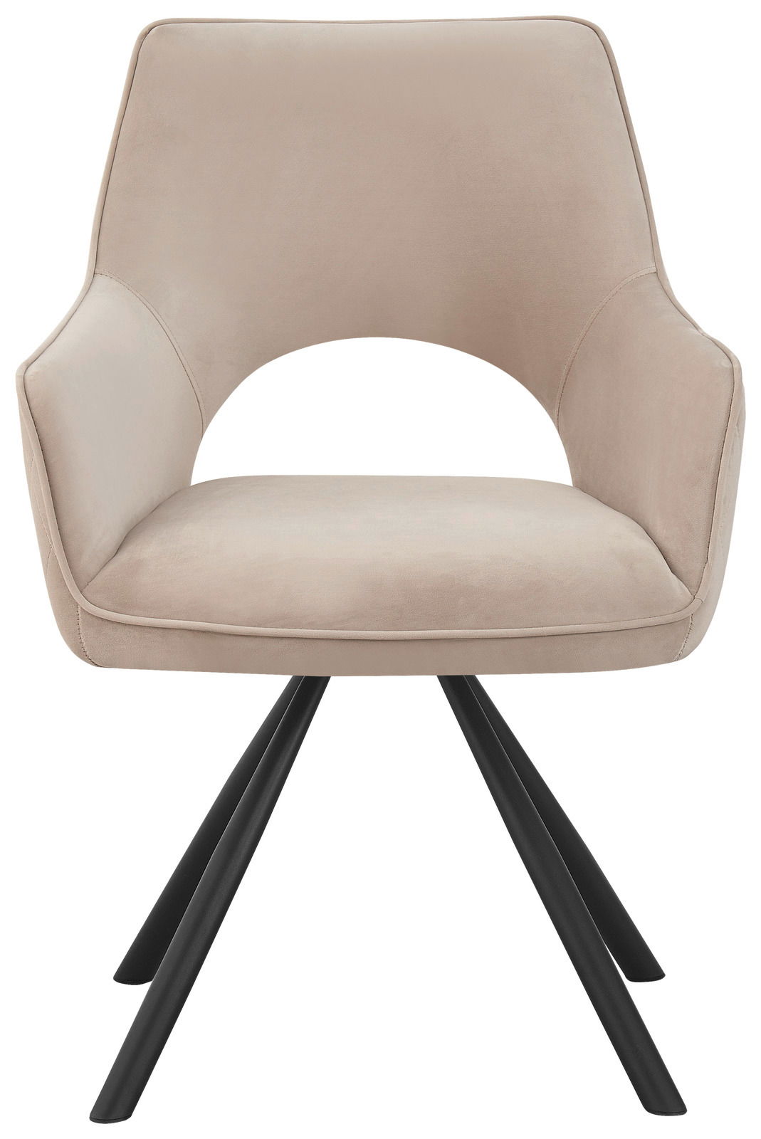 Hom´in Armlehnstuhl JACK Beiger Armlehnstuhl mit schwarzem Metallgestell, Frontalansicht