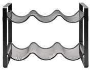 Flaschenregal aus Metall mit wellenförmigen Ablagen, seitliche Perspektive