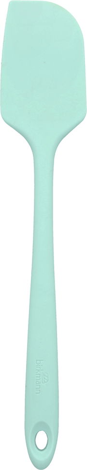 Mintfarbener Teigschaber aus Silikon, frontal abgebildet