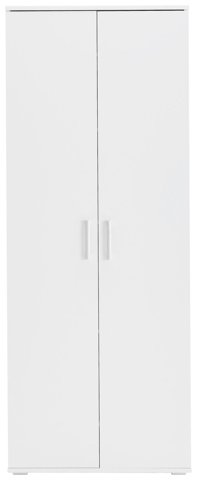 Weißer XL-Schuhschrank mit zwei Türen, frontale Ansicht