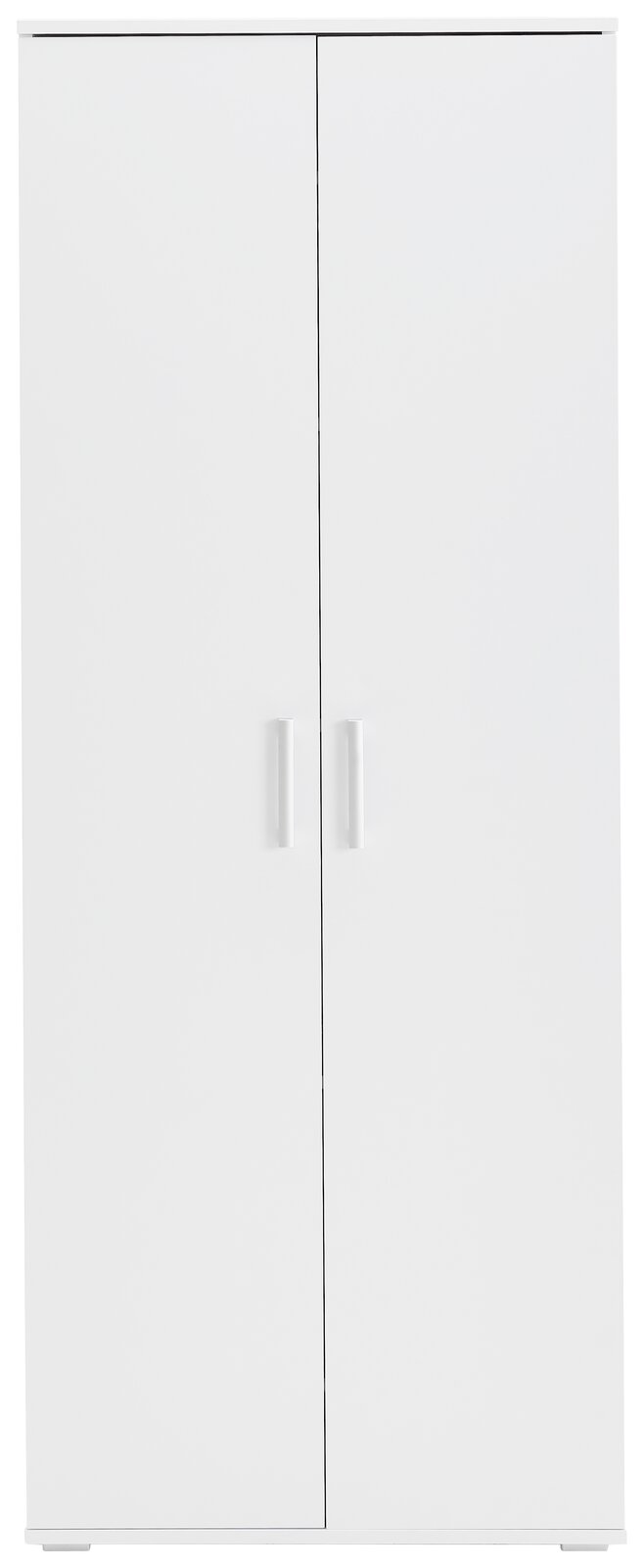 Weißer XL-Schuhschrank mit zwei Türen, frontale Ansicht