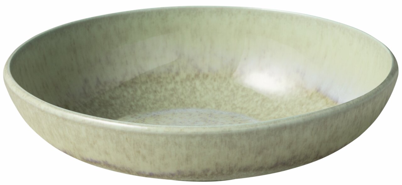 Keramik-Dipschälchen in sanftem Grün mit gesprenkeltem Muster, seitliche Perspektive