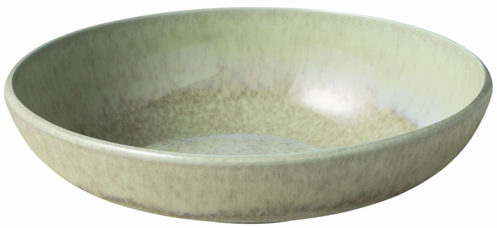 Keramik-Dipschälchen in sanftem Grün mit gesprenkeltem Muster, seitliche Perspektive