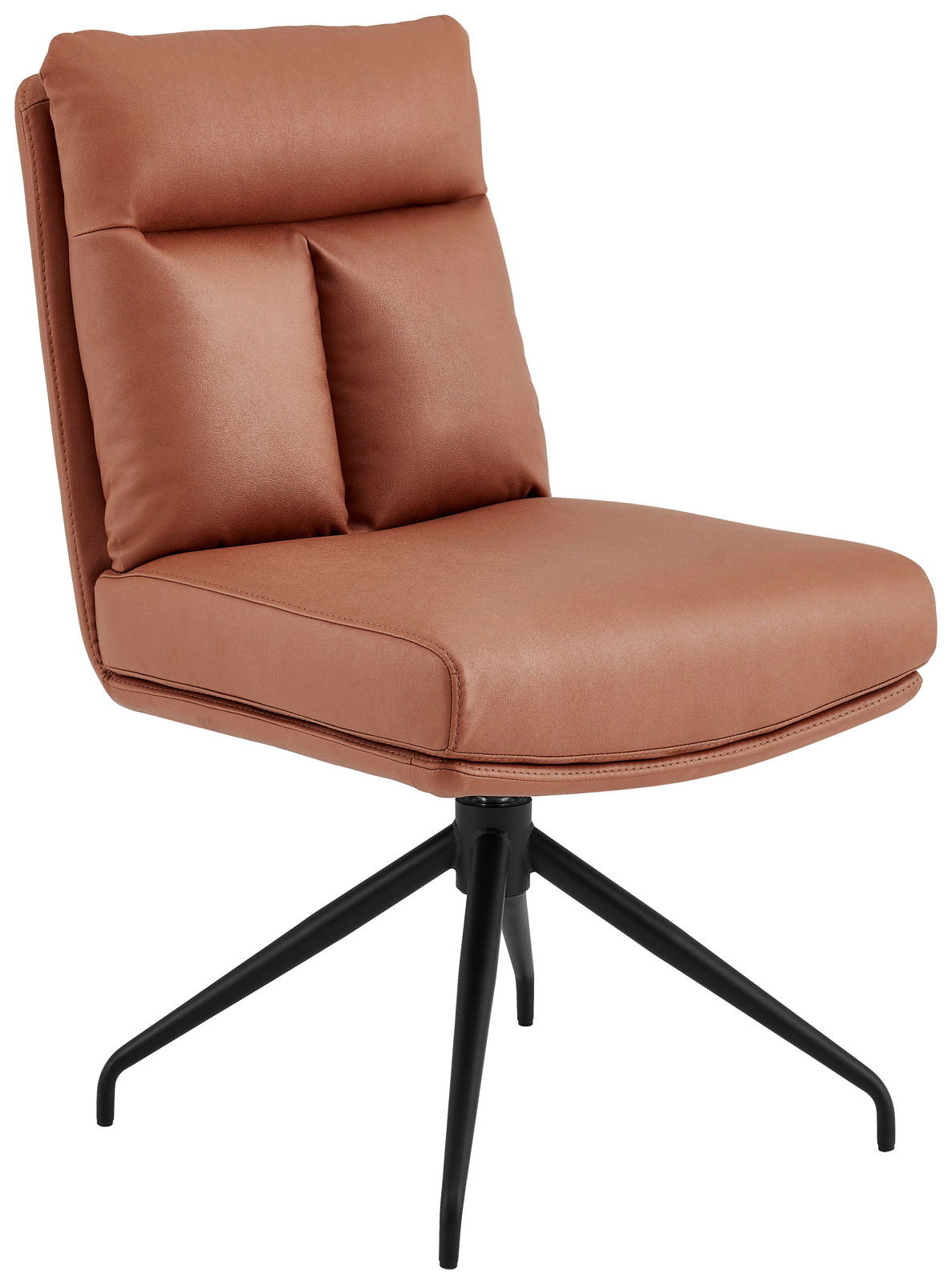 Novel Stuhl EMMA Moderner brauner Stuhl mit schwarzem Metallgestell, seitliche Perspektive