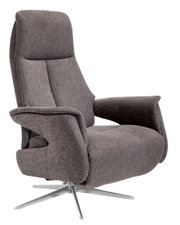 Grauer Relaxsessel Welnova 8103 SLIMLINE 2.0 mit modernem Design und drehbarem Metallfuß, seitliche Perspektive