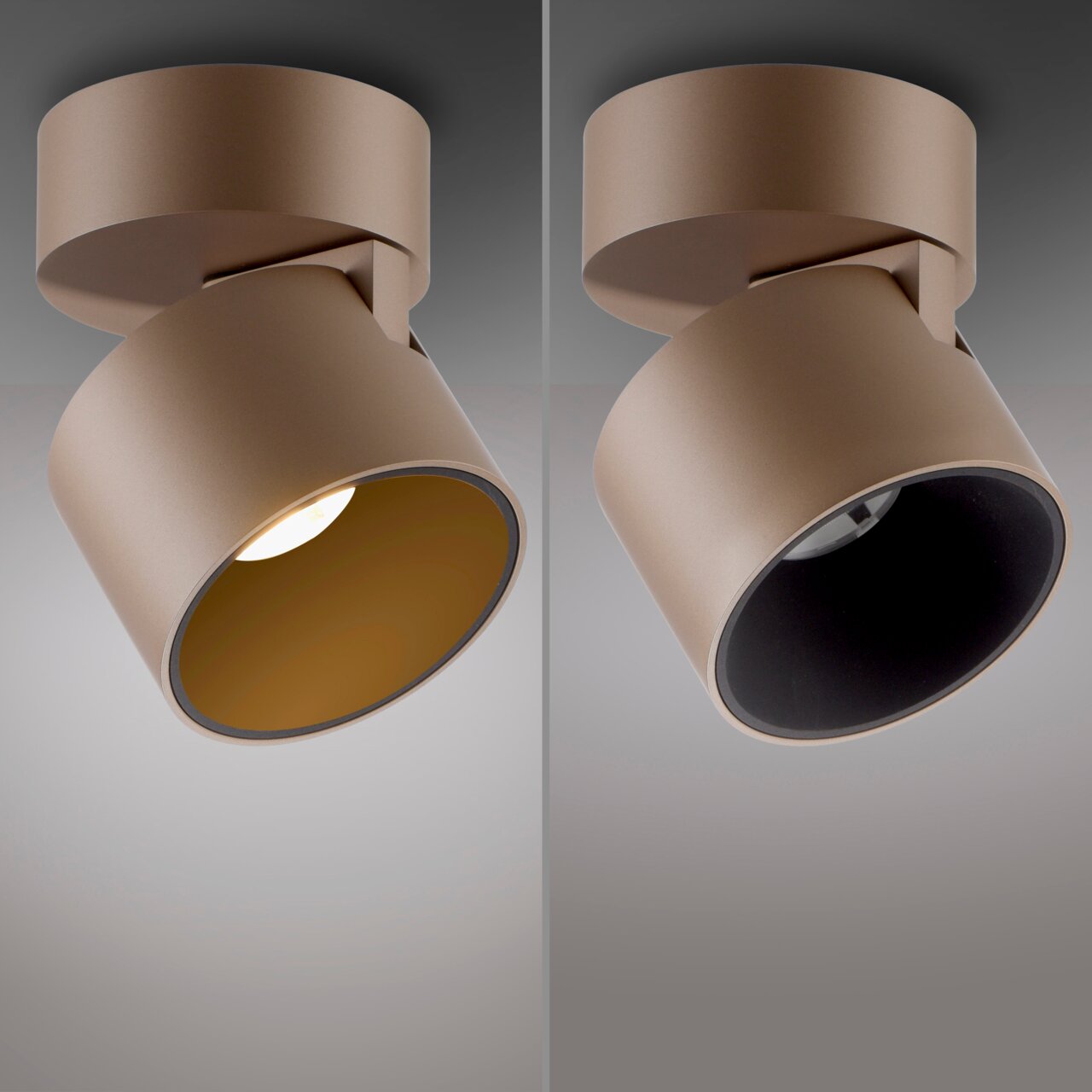 LED-Spot in modernem Design, Deckenmontage, seitliche Perspektive