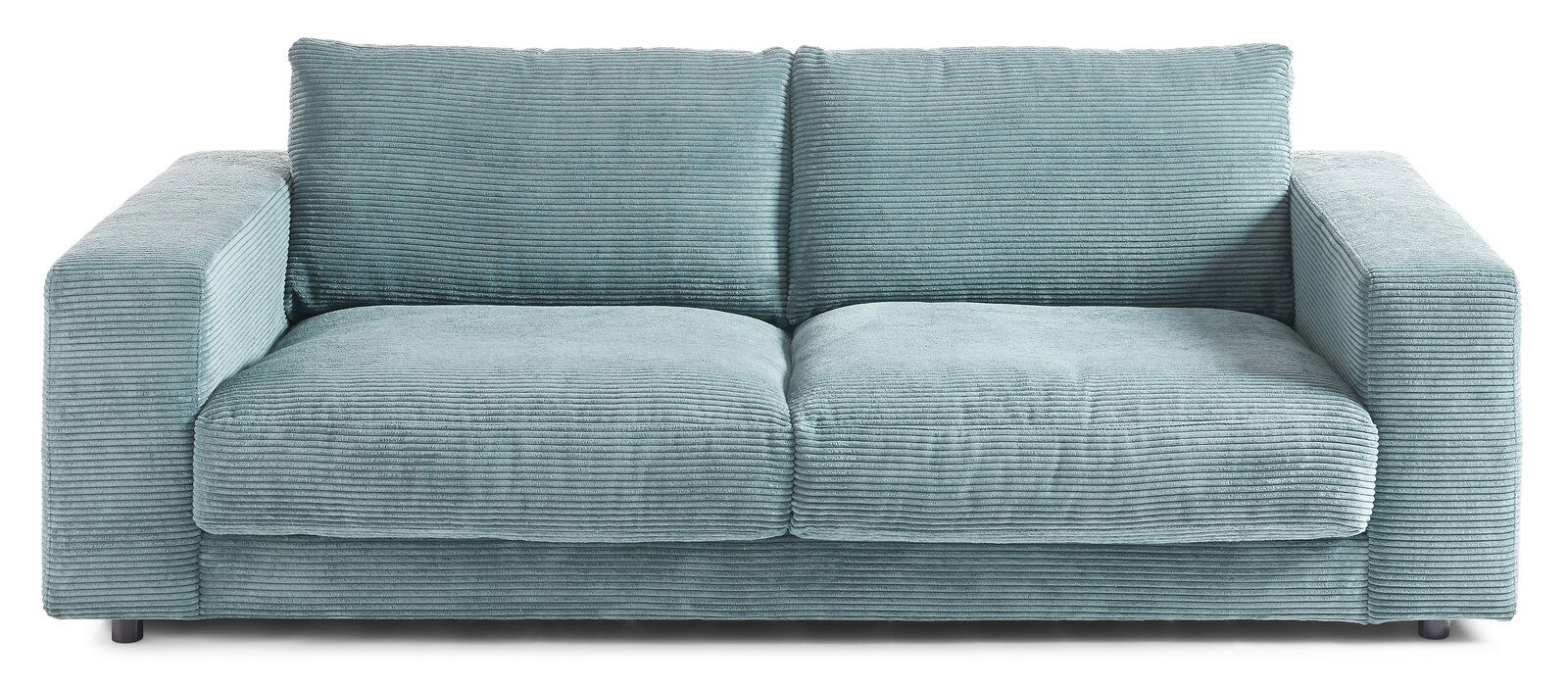 Zweiersofa aus hellblauem Cordstoff, Vorderansicht