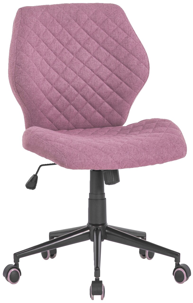 Moderner lila Drehstuhl mit gepolsterter Sitzfläche und Rückenlehne, seitliche Ansicht