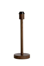 Houten lampvoet met ronde voet en cilindrische steel, afgebeeld van voren.