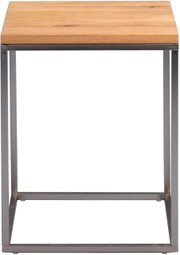 Moderner Beistelltisch mit Holzplatte und Metallgestell, Frontalansicht