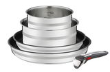 Stapelbares 5-teiliges Topf-Set Ingenio G6 aus Edelstahl mit abnehmbarem Griff, seitliche Perspektive