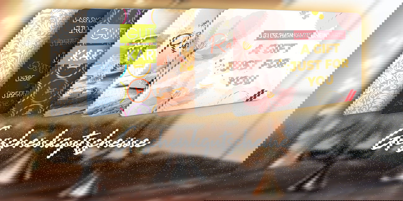 Verschiedene bunt gestaltete Gutscheinkarten