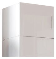 Weißer Aufsatzschrank T54 mit Metallgriff, seitliche Perspektive