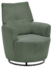 Grüner, moderner Sessel mit geripptem Stoffbezug, Vorderansicht