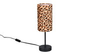 Tischleuchte mit Leopardenmuster, seitliche Perspektive