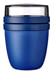 Blauer Snackpot mit transparentem Deckel, Frontalansicht