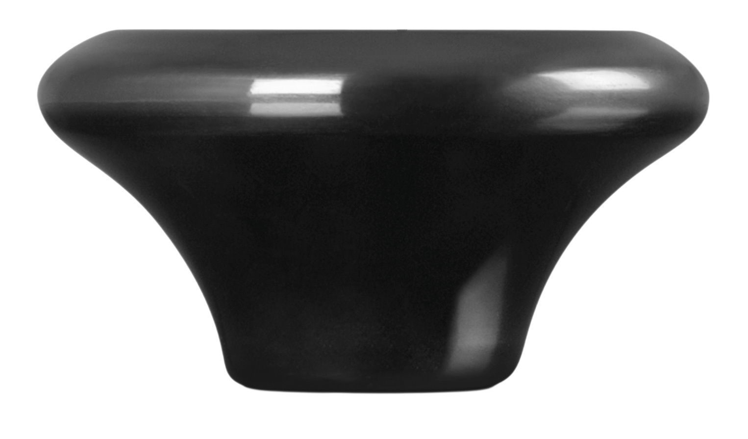 Schwarzer Deckelknopf aus Nickel, seitliche Perspektive