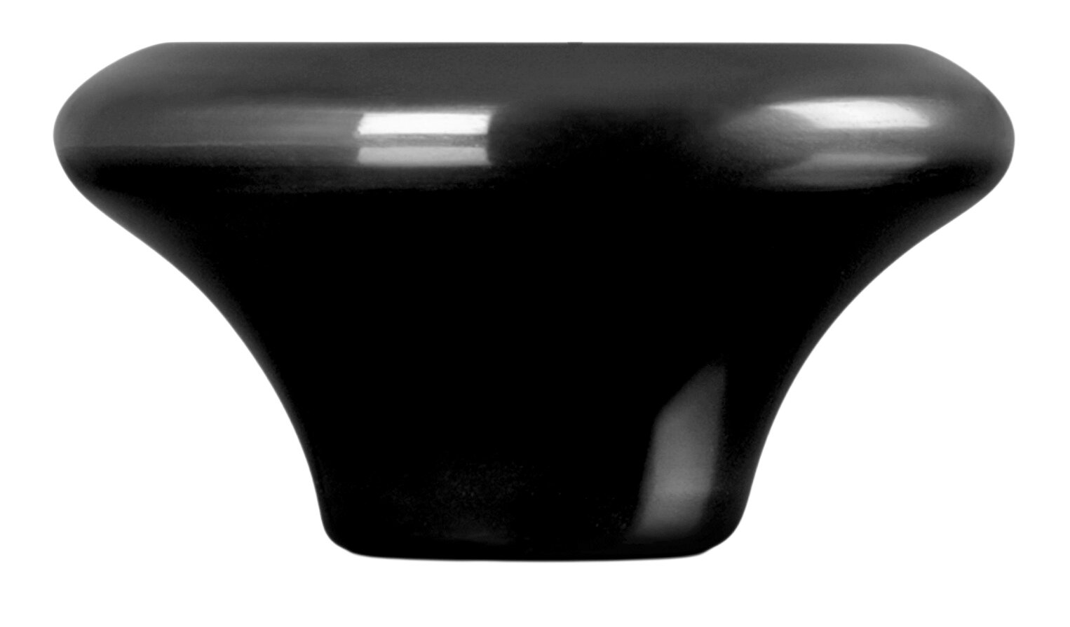 Schwarzer Deckelknopf aus Nickel, seitliche Perspektive
