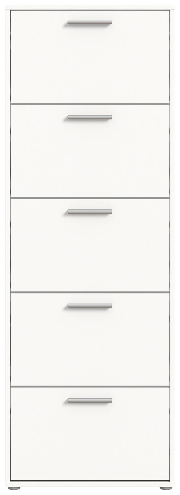 Schuhkipper mit fünf Klappen in weißer Farbe, frontale Ansicht