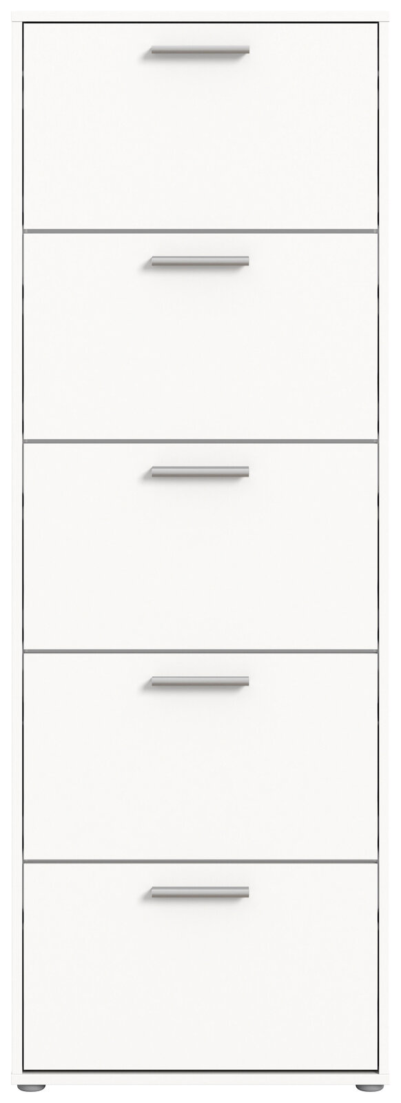 Schuhkipper mit fünf Klappen in weißer Farbe, frontale Ansicht