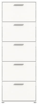 Schuhkipper mit fünf Klappen in weißer Farbe, frontale Ansicht