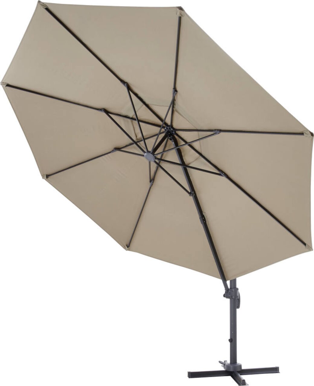 Ambia Garden Sonnenschirm SUNNY Beiger Sonnenschirm mit schwarzem Gestell, seitliche Perspektive