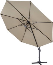 Beige parasol met zwart frame, zijaanzicht