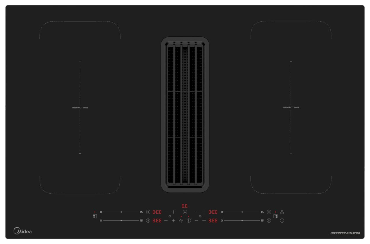 Induktionskochfeld mit integriertem Muldenlüfter, Draufsicht
