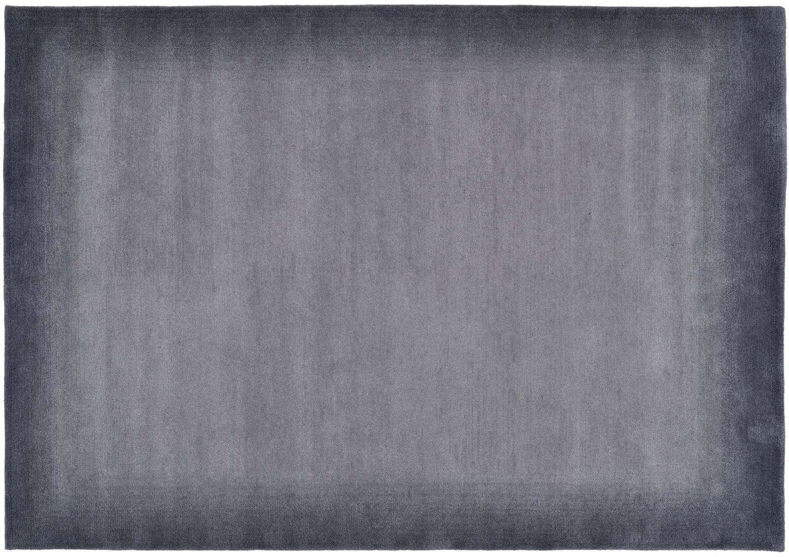 Grauer Wollteppich in Draufsicht mit schattiertem Rand