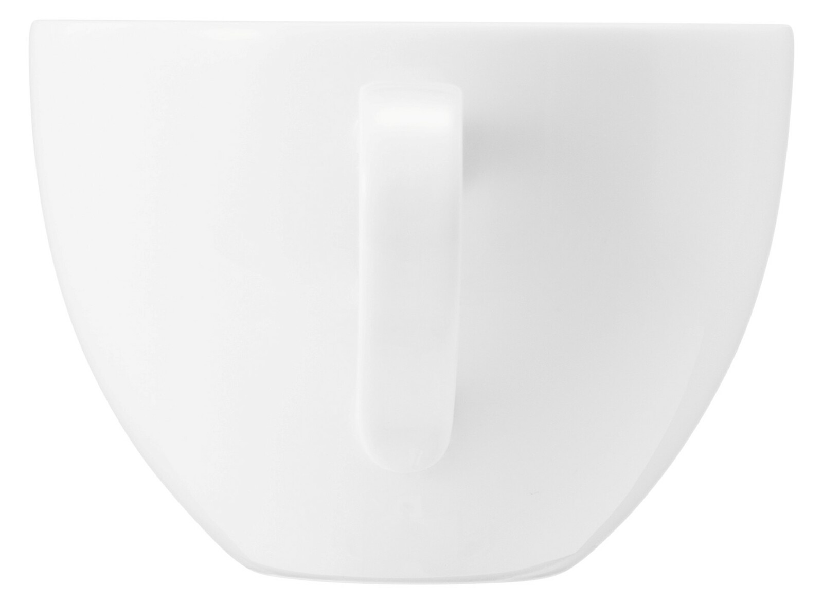 Weiße Milchkaffeetasse Beat 0,35l, seitliche Ansicht mit Henkel